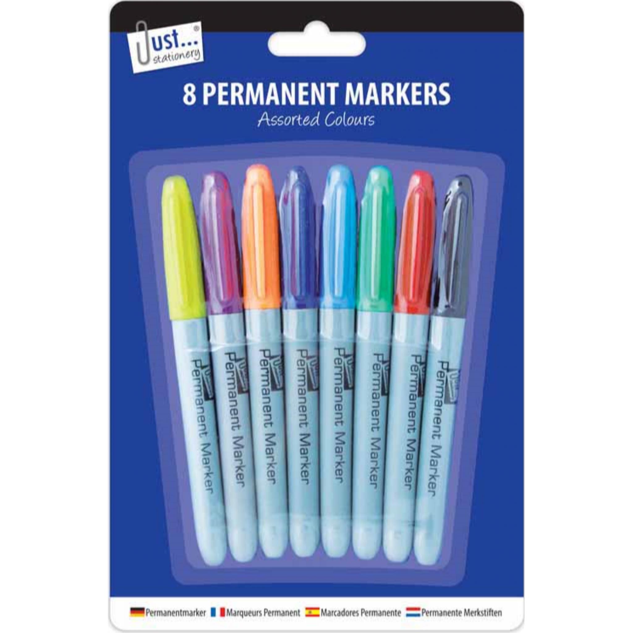 JS Permanent Markers Assorted Colours Pack of 8