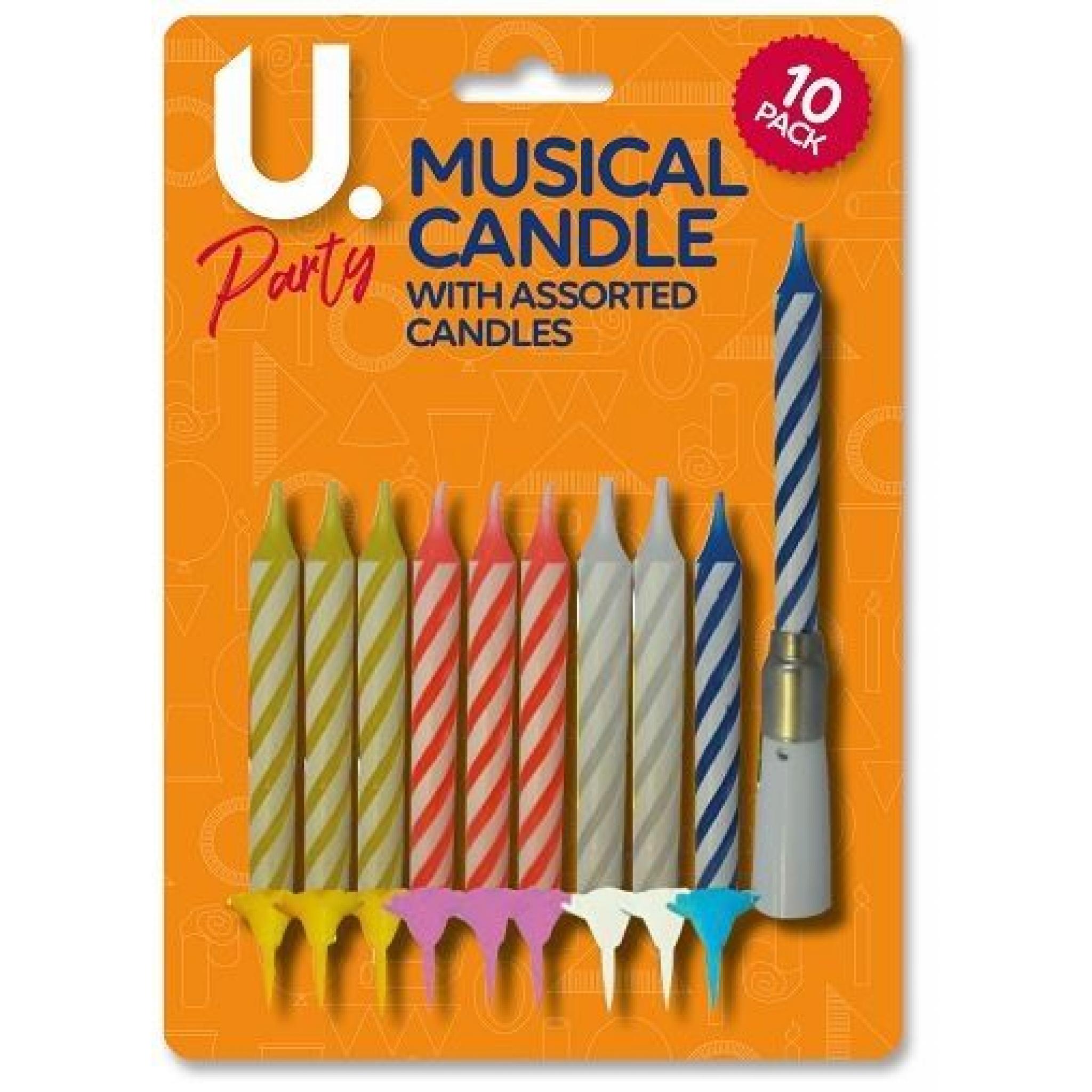 UParty Musical Birthday Candle Assorted Candles Pack of 10