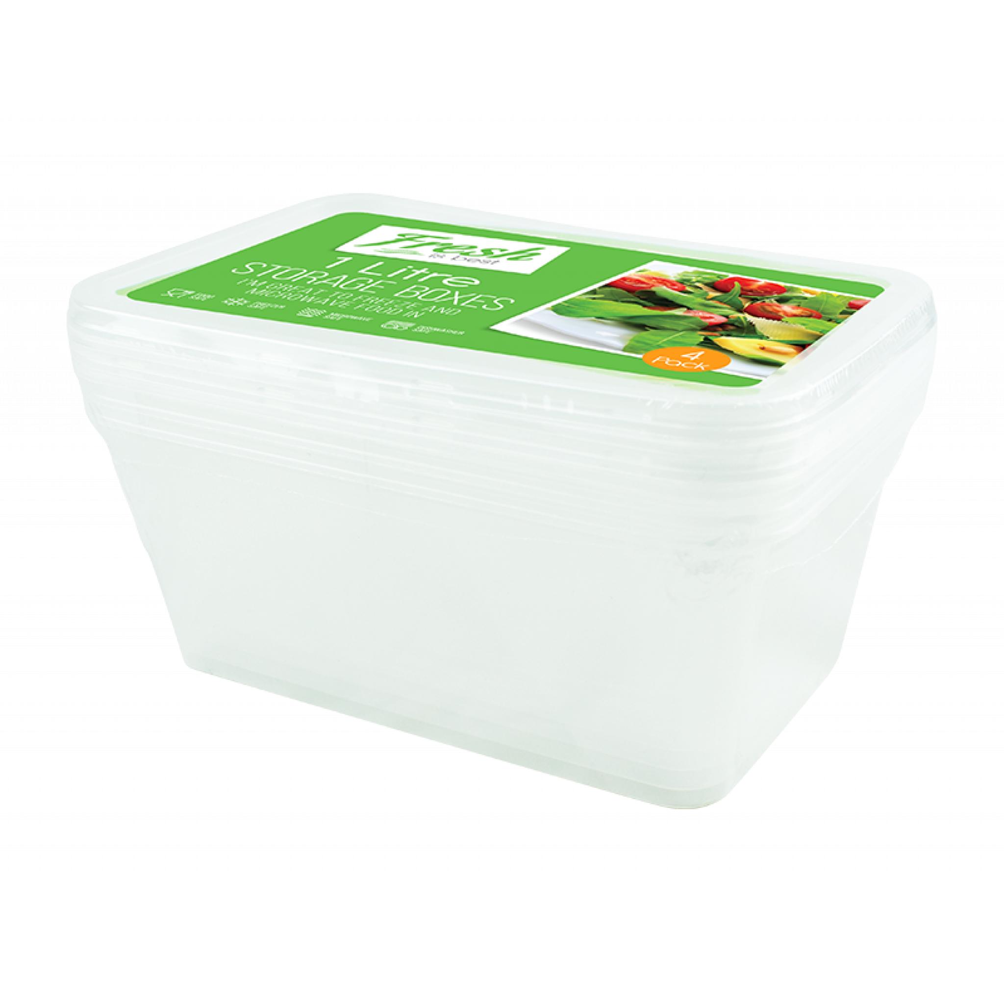 Freezer to Microwave Plastic Containers 1L Pack of 4