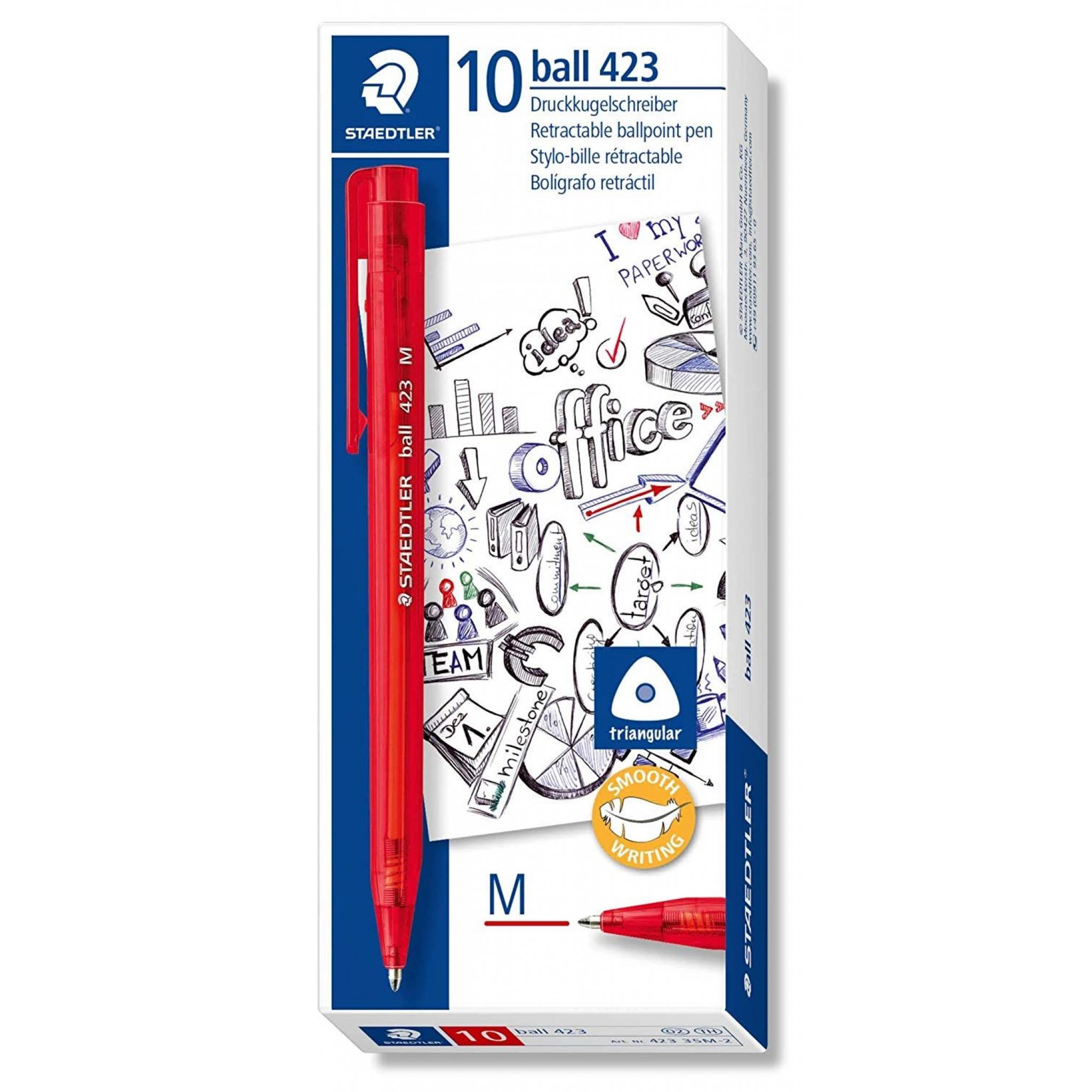 Staedtler Retractable Ballpoint Pen Medium Red Pack of 10
