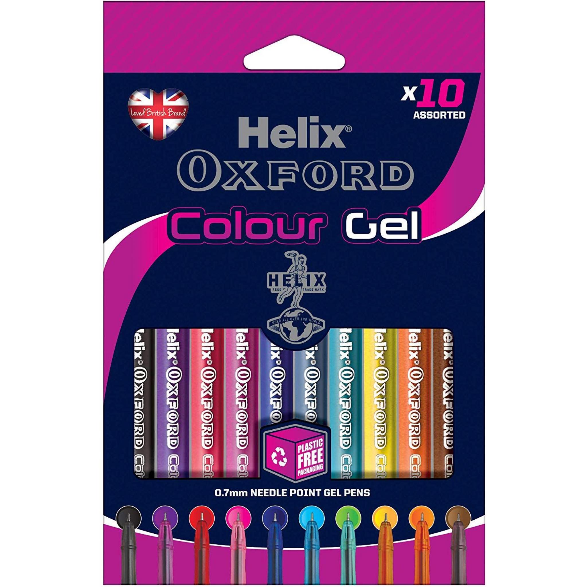 Helix Oxford Colour Gel Pens Assorted Colours Pack of 10