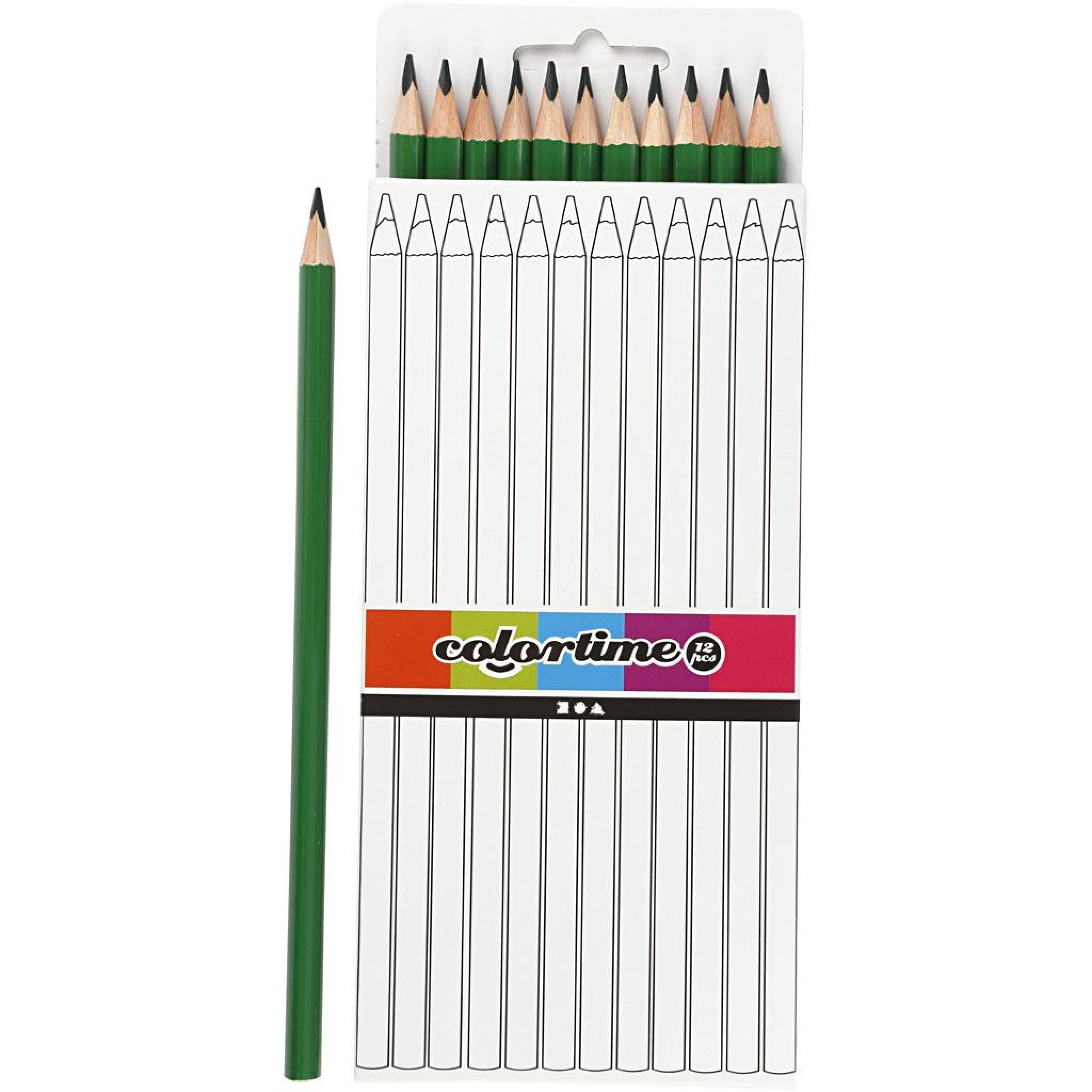 Colortime Colouring Pencils Green Pack of 12