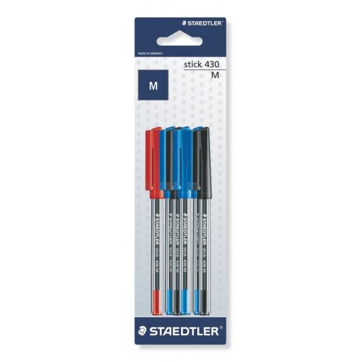 Staedtler Stick Ballpoint Pens - Medium, Assorted - Pack of 6