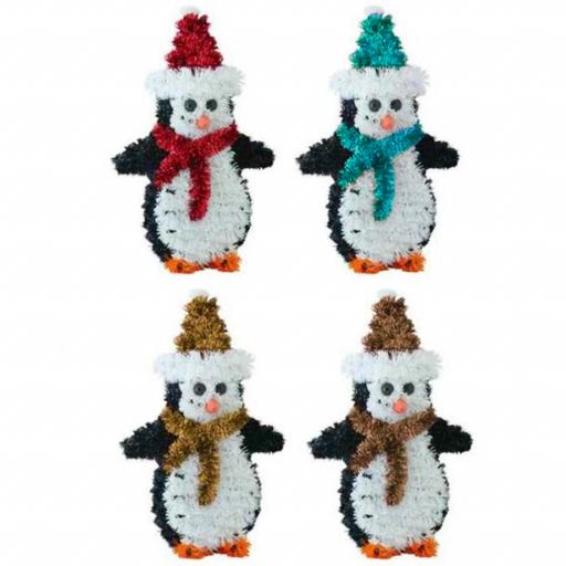 Festive Wonderland Tinsel Penguin Decoration - Assorted Colours