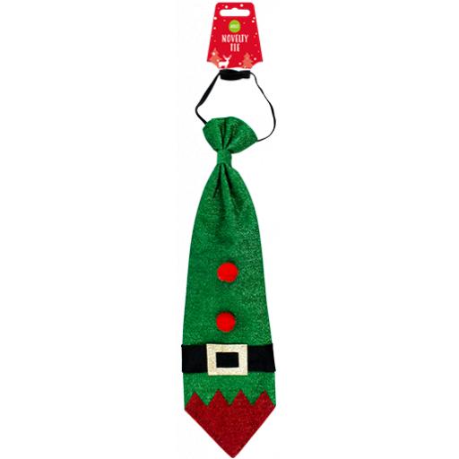Gem Adult Novelty Green Christmas Tie - Elf