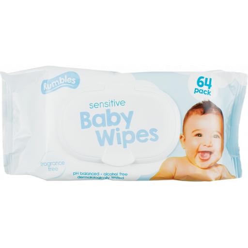 Rumbles Lightly Sensitive Baby Wipes - Pack of 64