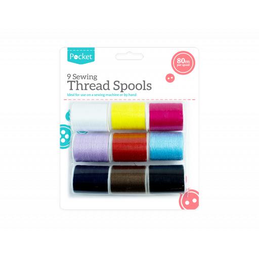 Sewing Thread Spools 80M - Pack of 9