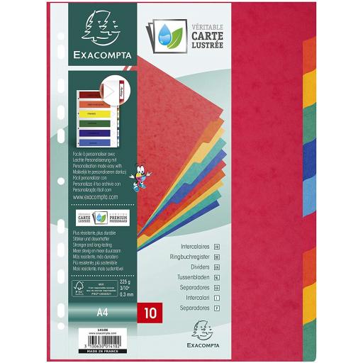 Exacompta A4 Coloured Dividers - 10 Part