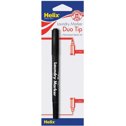 Helix Dual Tip Fabric & Laundry Marker Pen - Black Ink