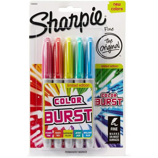 Sharpie Colour Burst Permanent Marker - Pack of 5