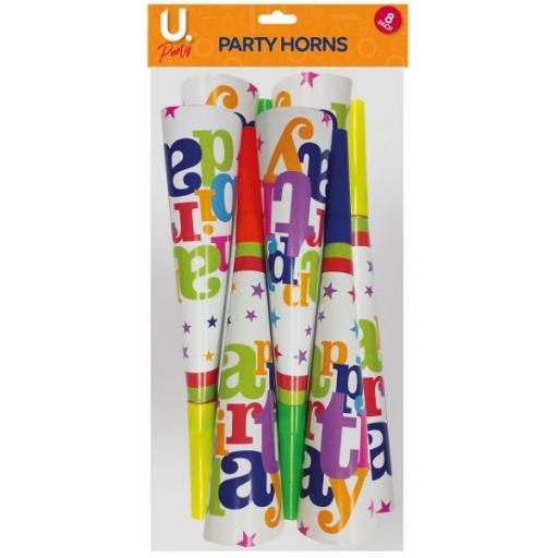 U.Party - Happy Birthday Horns Pack of 8