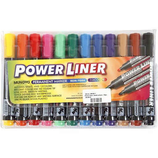 Mungyo Power Liner Permanent Markers - Pack of 12
