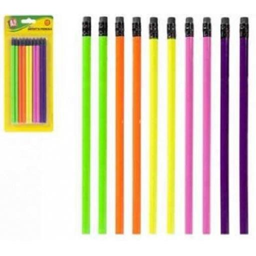 Artbox Neon Rubber Tip HB Pencil Pack of 10 