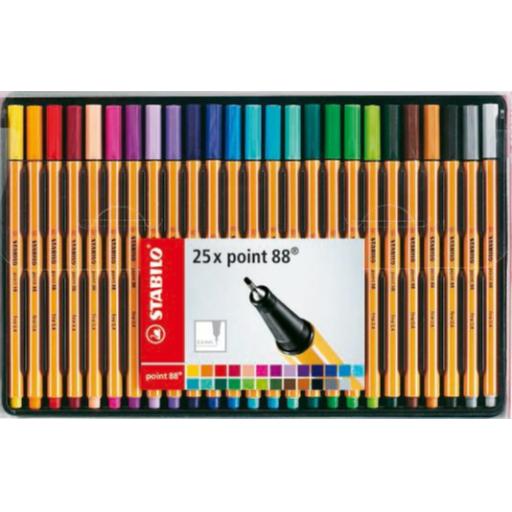 Stabilo Point 88 Fineliner Pens - Pack of 25