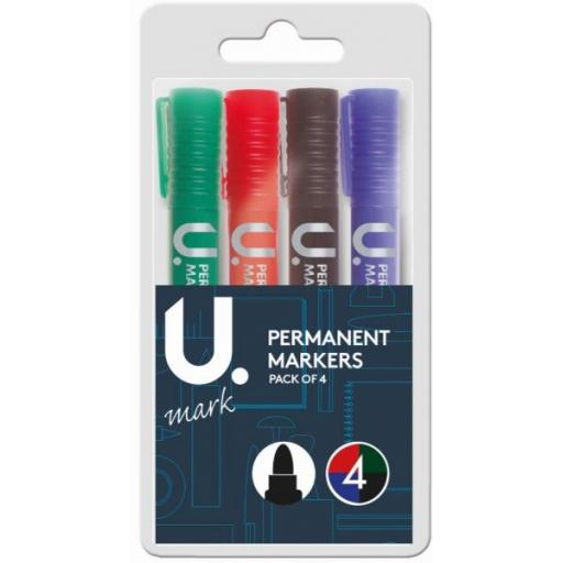U. Bullet Tip Permanent Markers - Pack of 4
