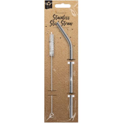 Stainless Steel Re-Usable Straw & Cleaning Tool - Silver