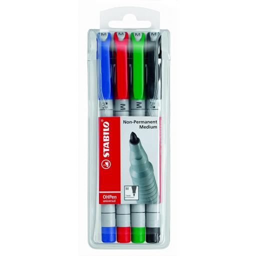 Stabilo OH Pen Non-Perm, Medium - Pack of 4