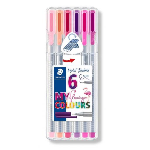 Staedtler Triplus Fineliner 0.3mm Pens - Flamingo, Pack of 6
