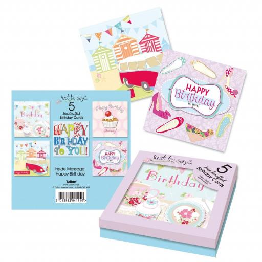 Tallon Handmade Birthday Cards Asst Designs - Pack of 5