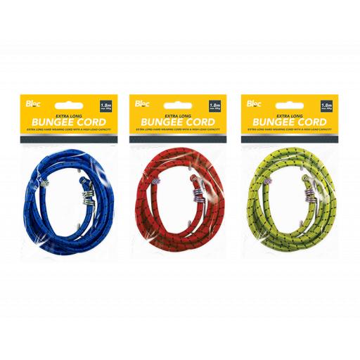 Bloc 1.8M Bungee Cord 30kg Load, Assorted Colours