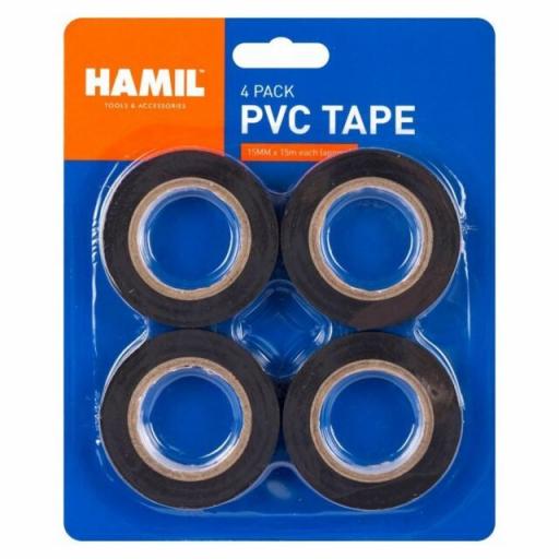 Hamil Black PVC Tape - Pack of 4