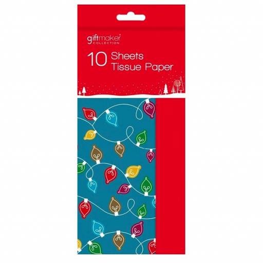 IGD Giftmaker Collection Tissue Paper Xmas Lights Blue/Red - Pack of 10