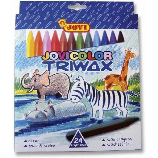 Jovi TriWax Crayons, Assorted Colours - Pack of 24