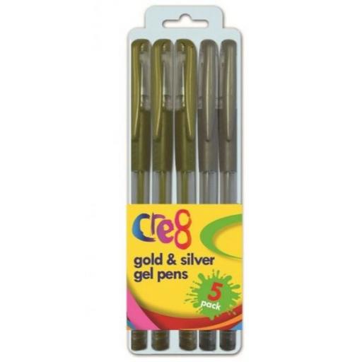 Cre8 Gold & Silver Gel Pens - Pack of 5
