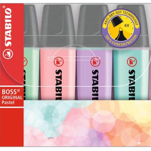 Stabilo Boss Original Highlighter Pens, Pastel Colours - Pack of 4