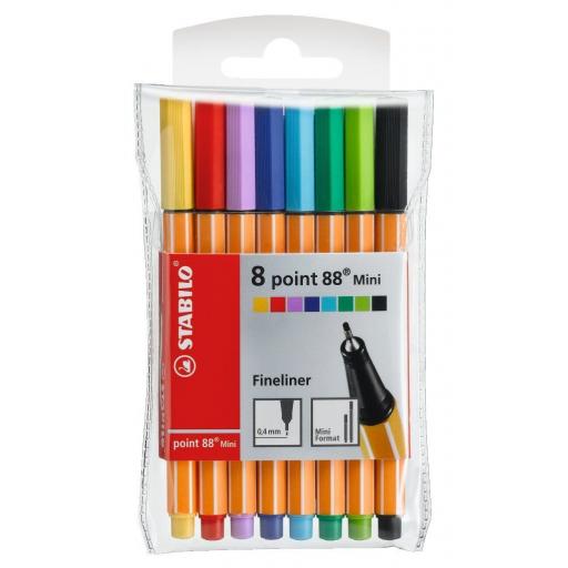 Stabilo Point 88 Mini Fineliner Pens - Pack of 8