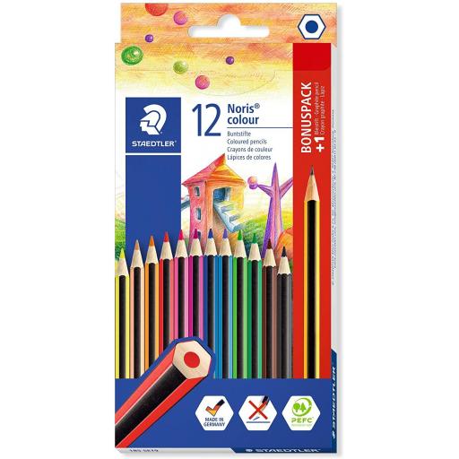 Staedtler Noris Colouring Pencils + HB Pencil - Pack of 12