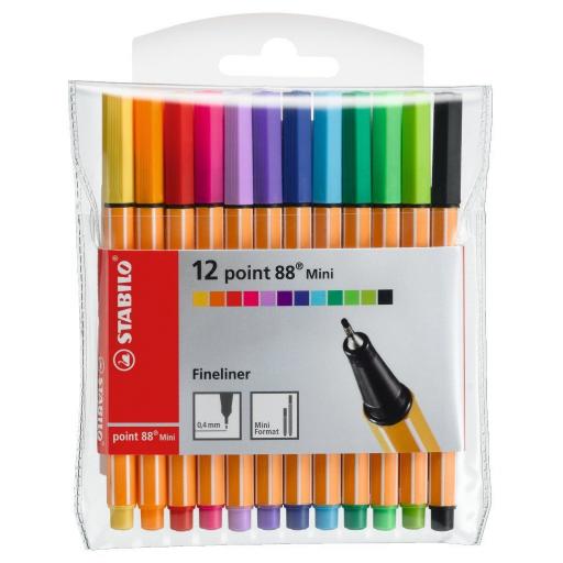 Stabilo Point 88 Mini Fineliner Pens - Pack of 12