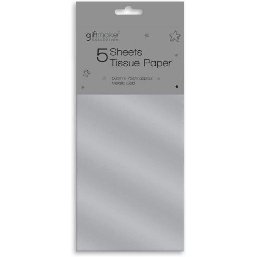 IGD Giftmaker Collection Tissue Paper 70x50cm Sheets, Silver - Pack of 5