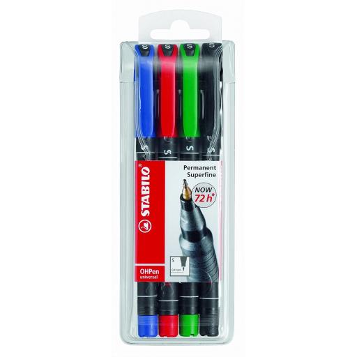 Stabilo OH Pen Permanent, Superfine - Pack of 4