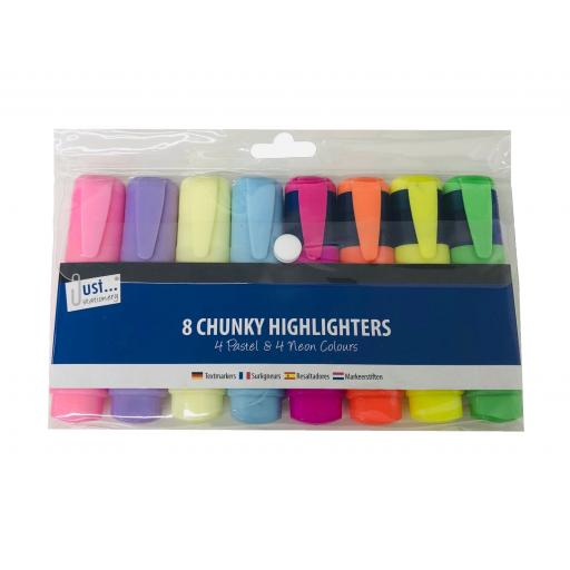 Tallon JS Chunky Highlighters Neon Pastel - Pack of 8