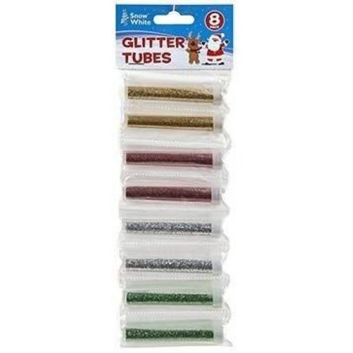 PMS Snow White Christmas Glitter Tubes - Pack of 8