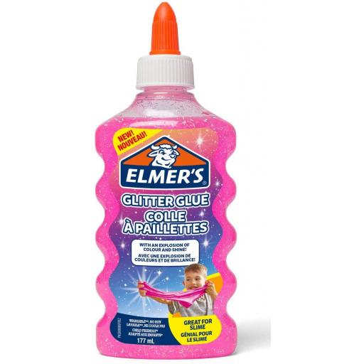 Elmers Glitter Glue 177ml, Great for Making Slime - Pink