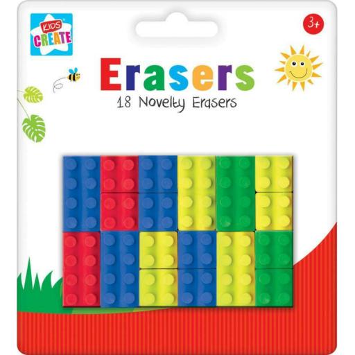 Kids Create Novelty Brick Erasers - Pack of 18