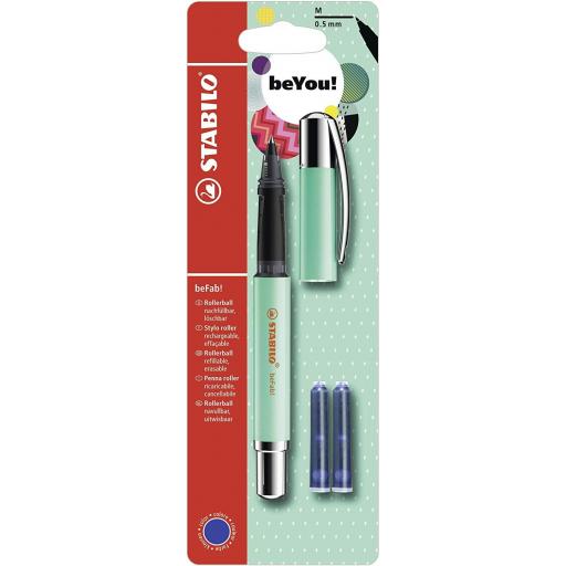 Stabilo beFab! Rollerball Pen + 3 Refills - Mint Green