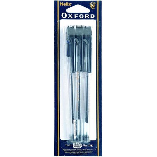 Helix Oxford Ballpoint Pens, Black - Pack of 6