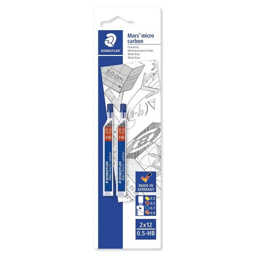 Staedtler Mars Micro Carbon 0.5mm HB - Pack of 2 (24 Leads)