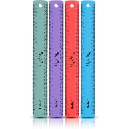 Helix Flexible Ruler 30cm Solid Colours - Assorted