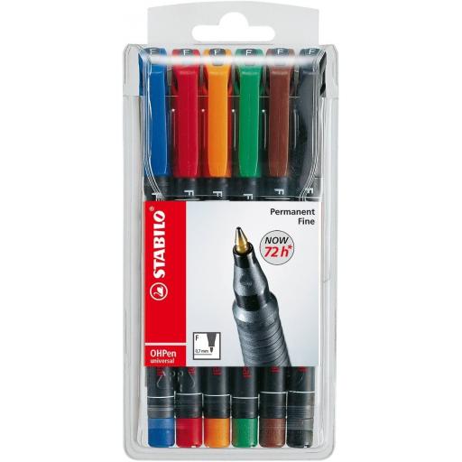 Stabilo OH Pen Permanent, Fine - Pack of 6