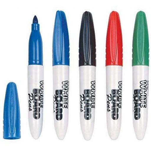 Helix Mini Whiteboard Marker Pens, Asst Colours - Pack of 4