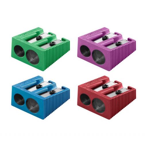 Staedtler Double Hole Metal Pencil Sharpeners, Metallic Colours - Pack of 4