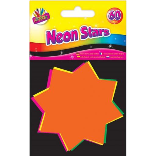 Artbox Neon Flourescent Stars Small 7.5x7.5cm - Pack of 60