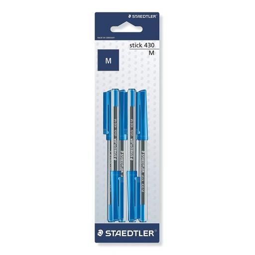 Staedtler Stick Ballpoint Pens - Medium, Blue - Pack of 6