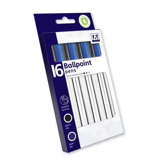 IGD Ballpoint Pens, Black & Blue - Pack of 16