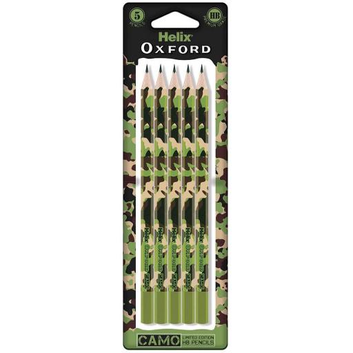 Helix Oxford Camo HB Pencils, Pack of 5 - Green