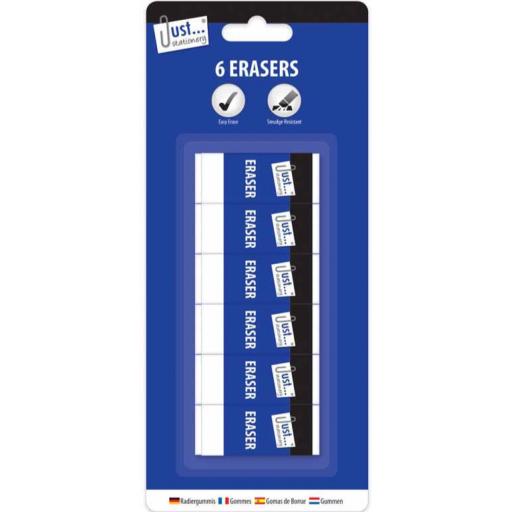 JS White Erasers - Pack of 6